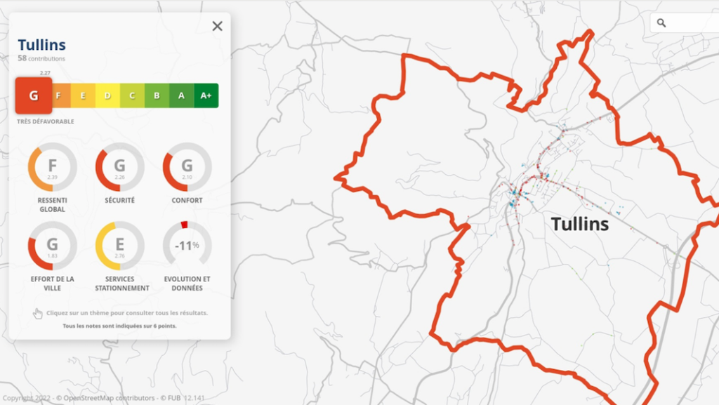 Carte baromètre cyclable FUB